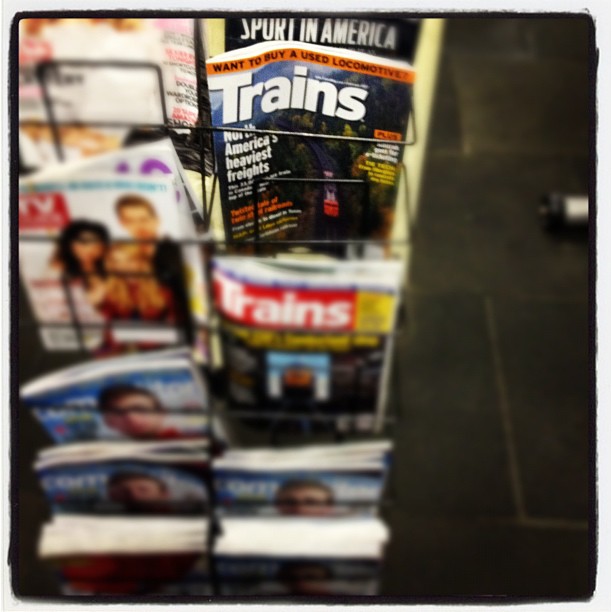 Someone left a bunch of Trains magazines at the gym.