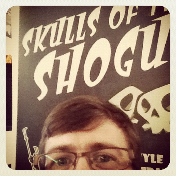 Earning an indiemegabooth.com achievement at the Skulls of the Shogun booth. #pax