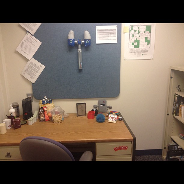 Office storage desk and shelves, now #clean and featuring my Omniwrench.