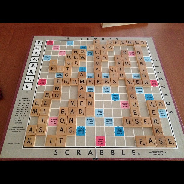 The #scrabble gods were kind to me – three bingos and a personal record 515-303.